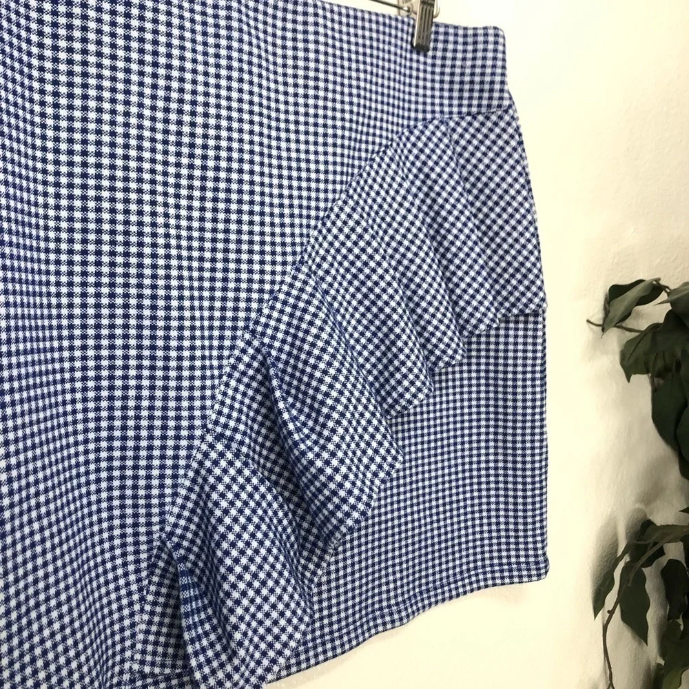Topshop Blue and White Houndstooth Skirt